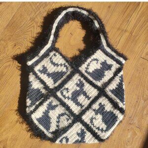 Handmade Crochet Cat Tote Bag
